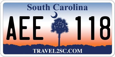 SC license plate AEE118