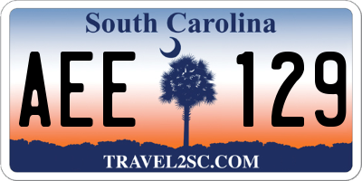 SC license plate AEE129