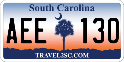 SC license plate AEE130
