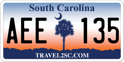 SC license plate AEE135