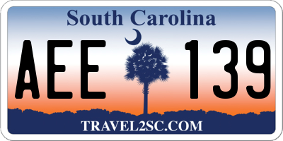 SC license plate AEE139