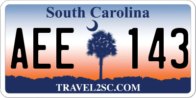 SC license plate AEE143