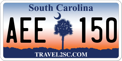 SC license plate AEE150