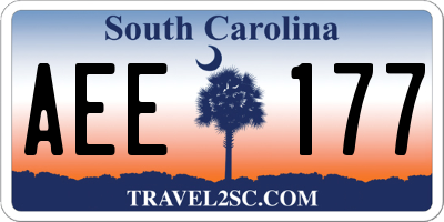 SC license plate AEE177