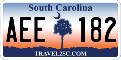 SC license plate AEE182