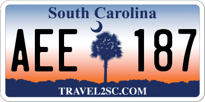 SC license plate AEE187