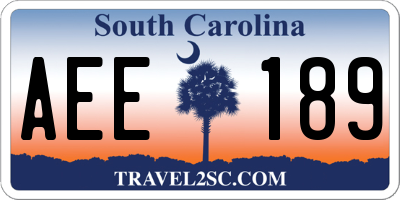 SC license plate AEE189