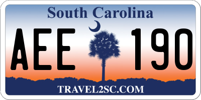 SC license plate AEE190