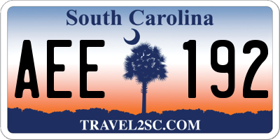 SC license plate AEE192