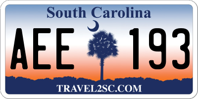SC license plate AEE193