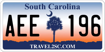 SC license plate AEE196