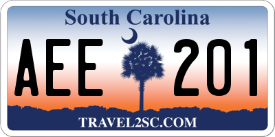 SC license plate AEE201