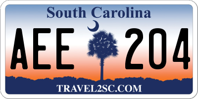 SC license plate AEE204