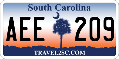 SC license plate AEE209
