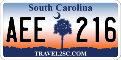 SC license plate AEE216