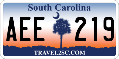 SC license plate AEE219
