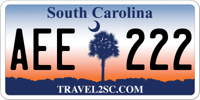 SC license plate AEE222