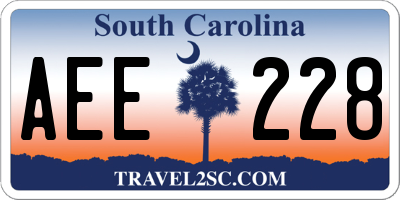 SC license plate AEE228