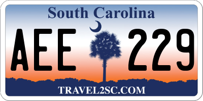 SC license plate AEE229