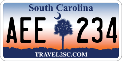 SC license plate AEE234