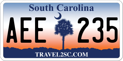 SC license plate AEE235