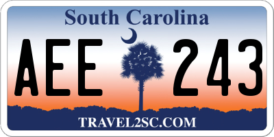 SC license plate AEE243