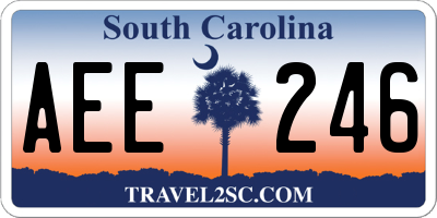 SC license plate AEE246