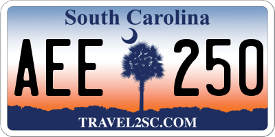 SC license plate AEE250