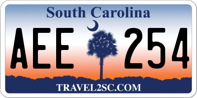 SC license plate AEE254