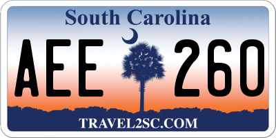 SC license plate AEE260