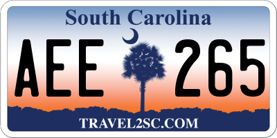 SC license plate AEE265