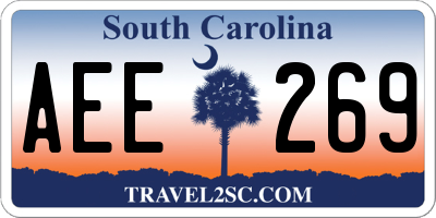 SC license plate AEE269
