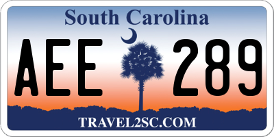 SC license plate AEE289