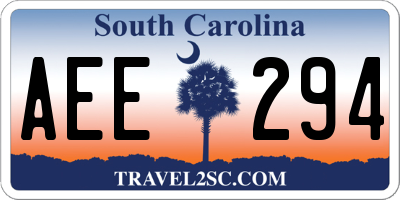 SC license plate AEE294