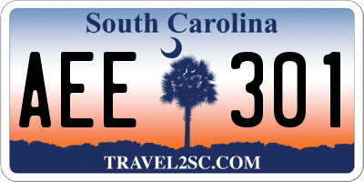 SC license plate AEE301