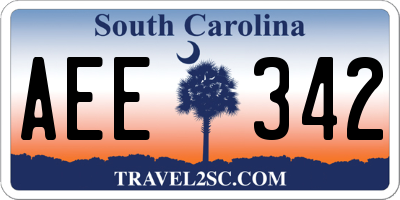 SC license plate AEE342