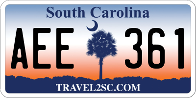 SC license plate AEE361