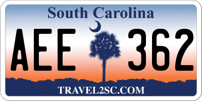 SC license plate AEE362
