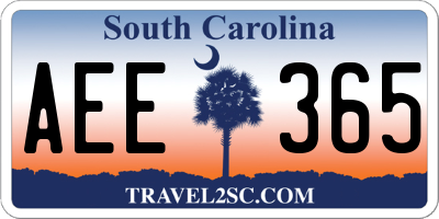 SC license plate AEE365