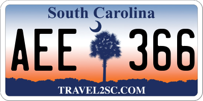 SC license plate AEE366