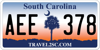 SC license plate AEE378