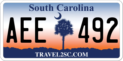 SC license plate AEE492