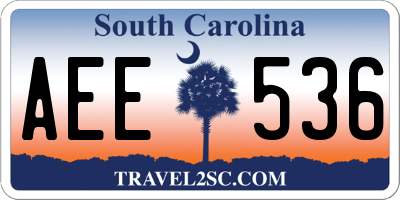 SC license plate AEE536