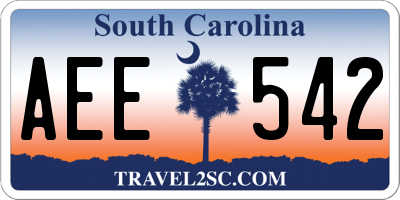 SC license plate AEE542