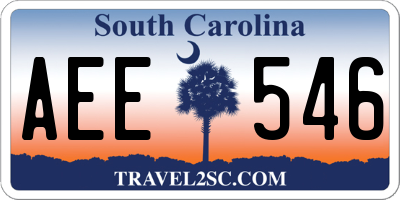 SC license plate AEE546