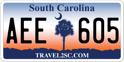 SC license plate AEE605