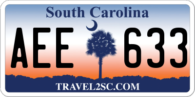 SC license plate AEE633