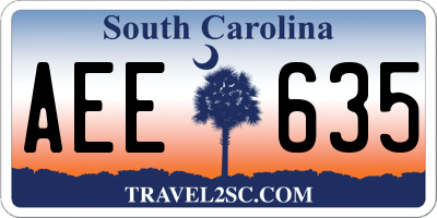 SC license plate AEE635