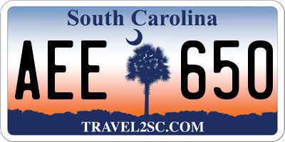 SC license plate AEE650