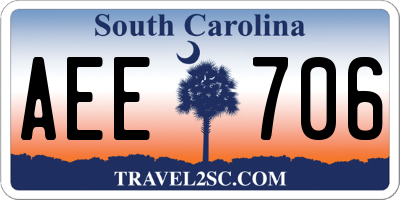 SC license plate AEE706